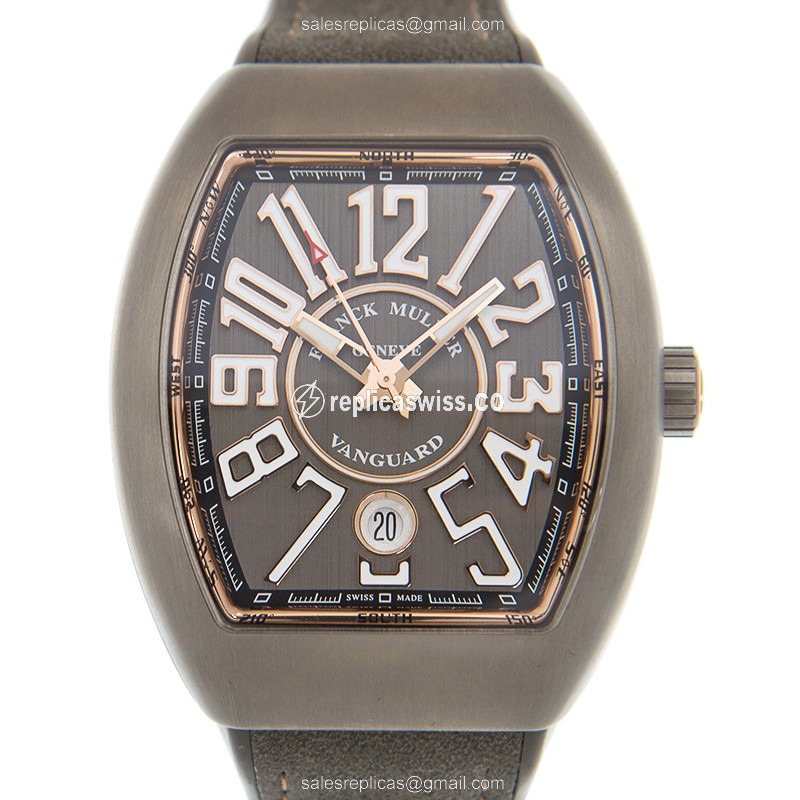 Franck Muller V 41 SC DT Vanguard Replica - Automatic | Steel Case | Gray Dial | Leather Strap