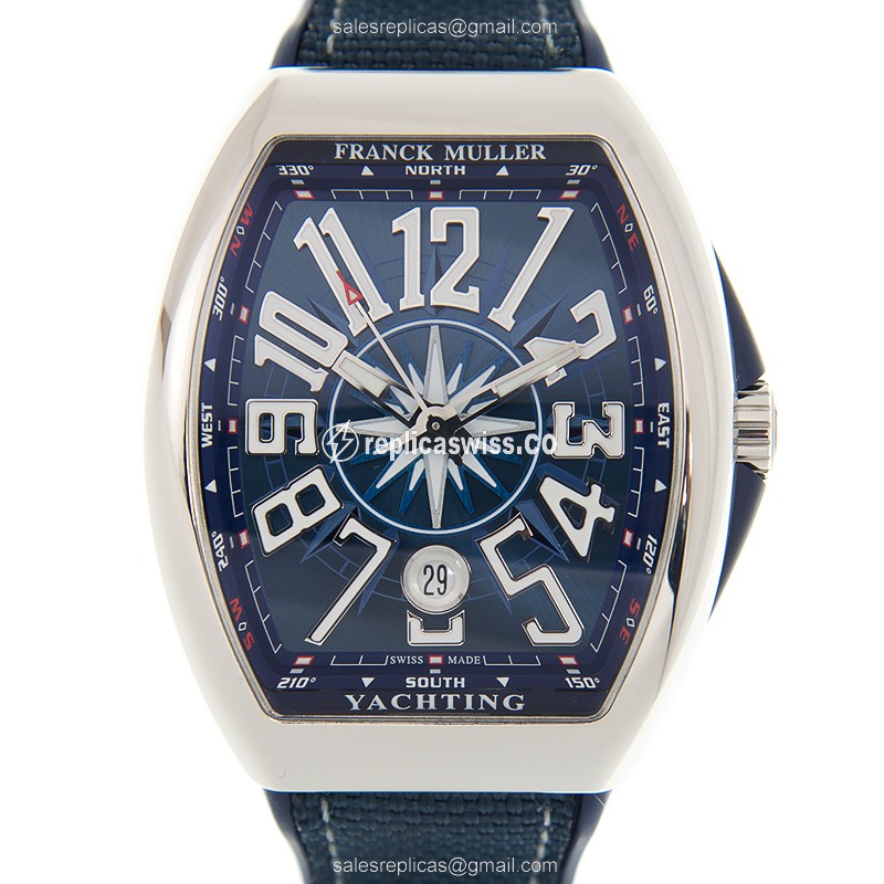 Franck Muller V41 SC DT YACHTING AC.BL VANGUARD - Auto - Steel Case - Blue Dial - Blue Rubber Strap - Luxury Replica VANGUARD Watch