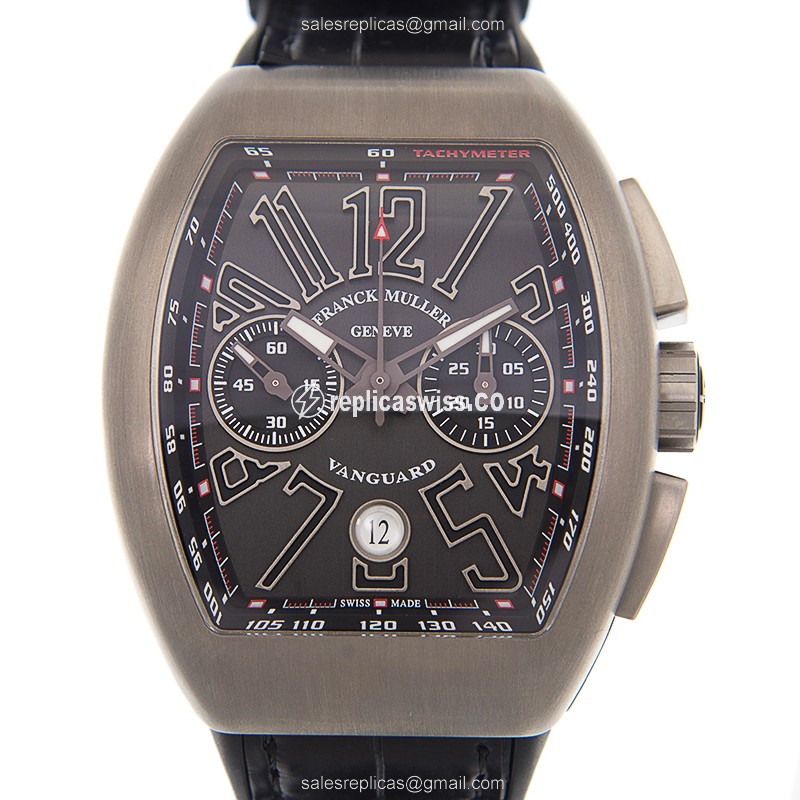 Franck Muller V 45 CC DT TT BRNR VANGUARD Auto - Black Dial - Steel Case - Leather Strap