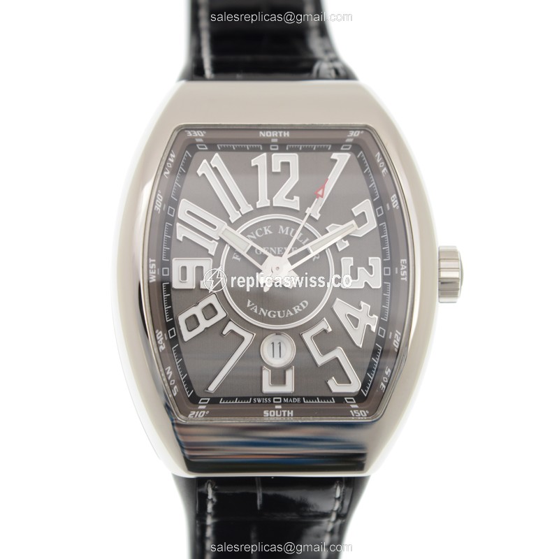 Franck Muller V45 SC DT Vanguard - Auto - Steel Case - Gray Dial - Black Alligator Strap