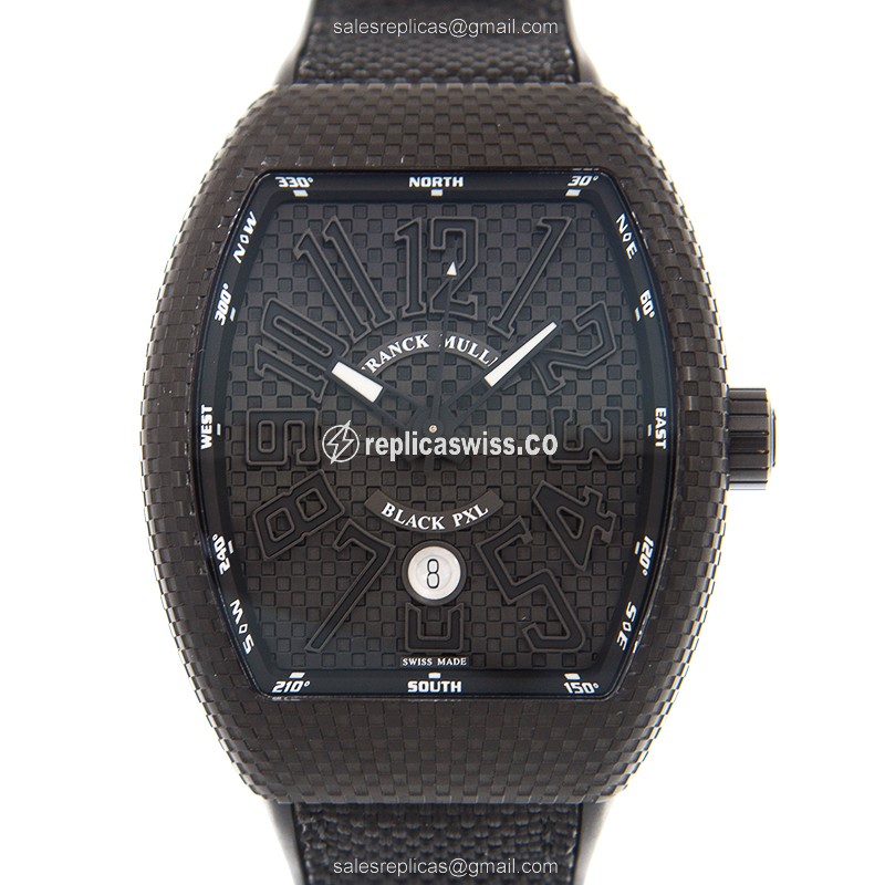 Franck Muller V45SCDTBLACKPXL Automatic - Steel Case, Black Dial, Buckle Clasp, Black Alligator Strap