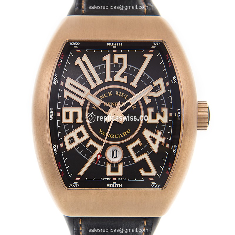Franck Muller V 45 SC DT CIR BZ.NR.BR - Black Dial - Automatic - Rose Gold & Steel Case - Luxury Replica VANGUARD Watch