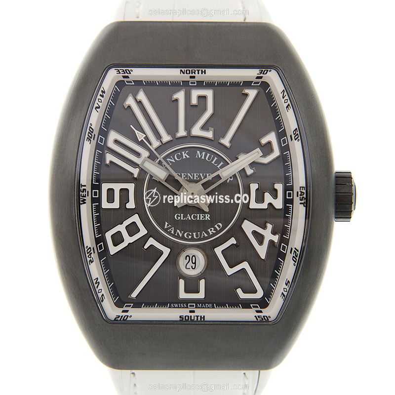 Franck Muller V 45 SC DT GLACIER AC.BR.GL Vanguard Automatic Titanium - Black Dial, Black Alligator Strap