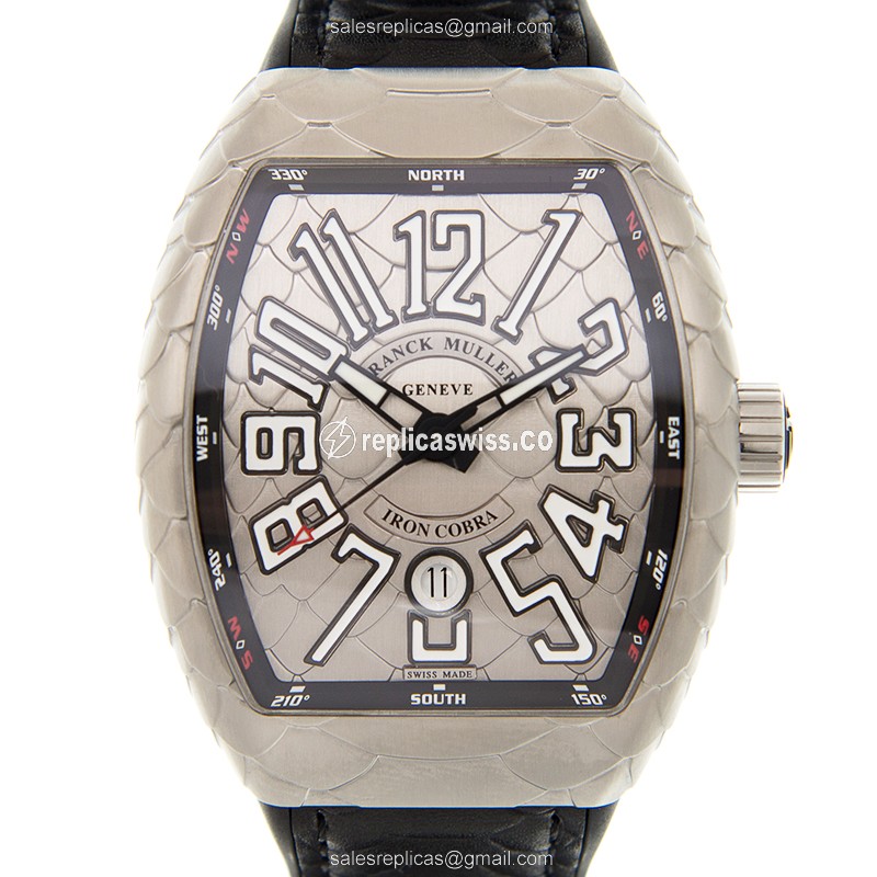 Franck Muller V 45 SC DT Cobra AC.NR - Automatic - Stainless Steel - Silver Dial, Black Alligator Strap