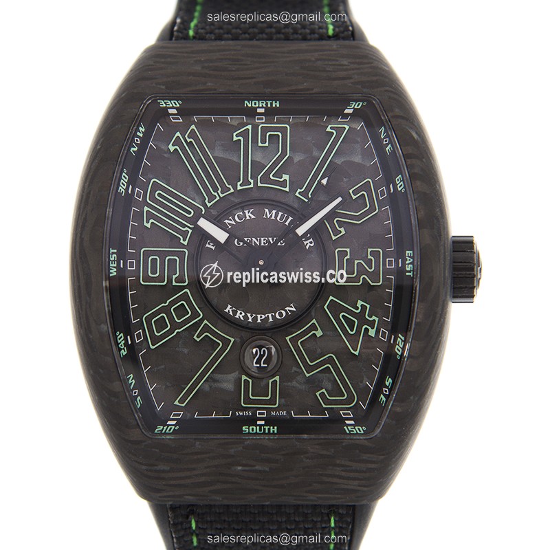 Franck Muller V45 SC DT KRYPTON Carbon Auto - Black Dial - Rubber Strap - Sapphire Crystal - Luxury Replica VANGUARD Watch