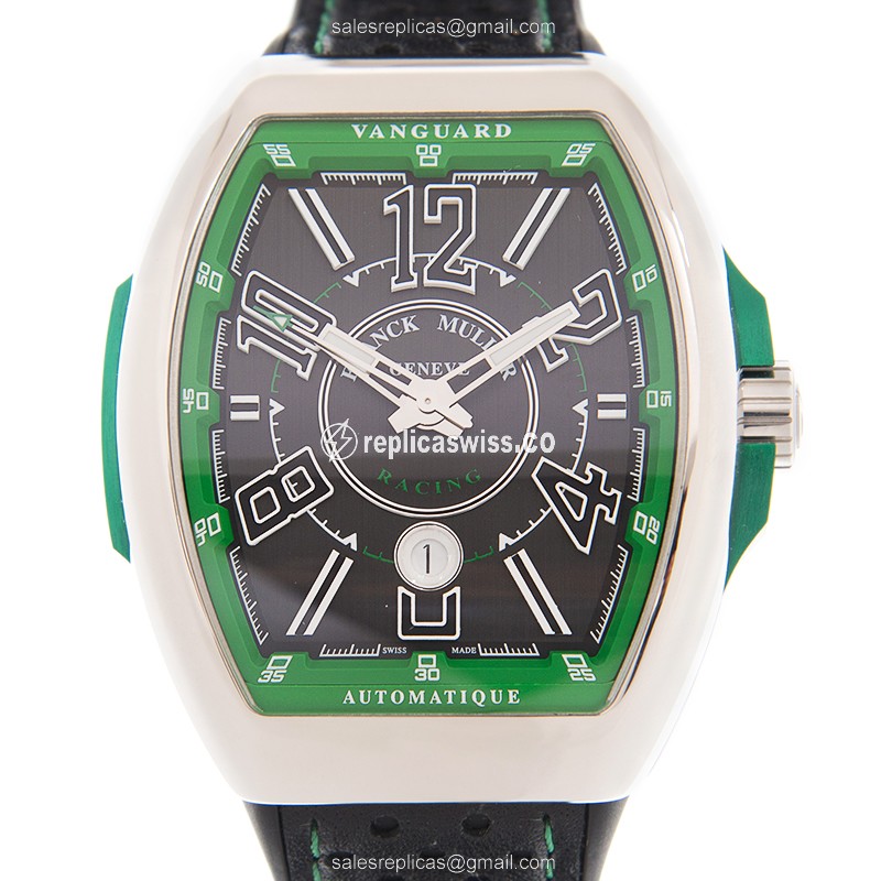 Franck Muller V45 SC DT RACING AC.VR Replica - Automatic - Steel Case - Black Dial on Leather Strap