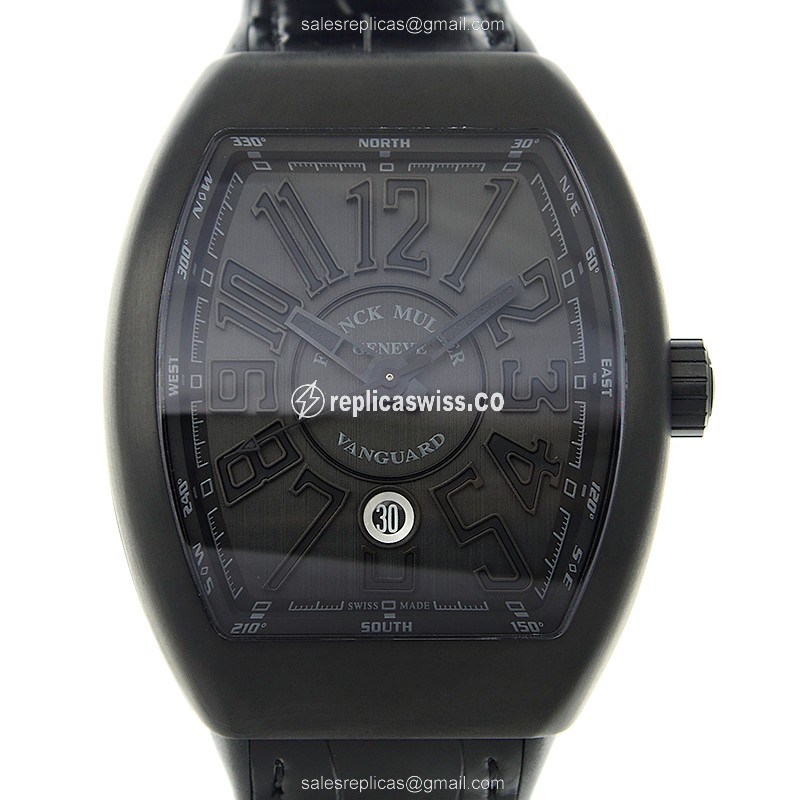 Franck Muller V 45 SC DT TT NR BR NR Vanguard - Titanium, Black, Automatic, Alligator