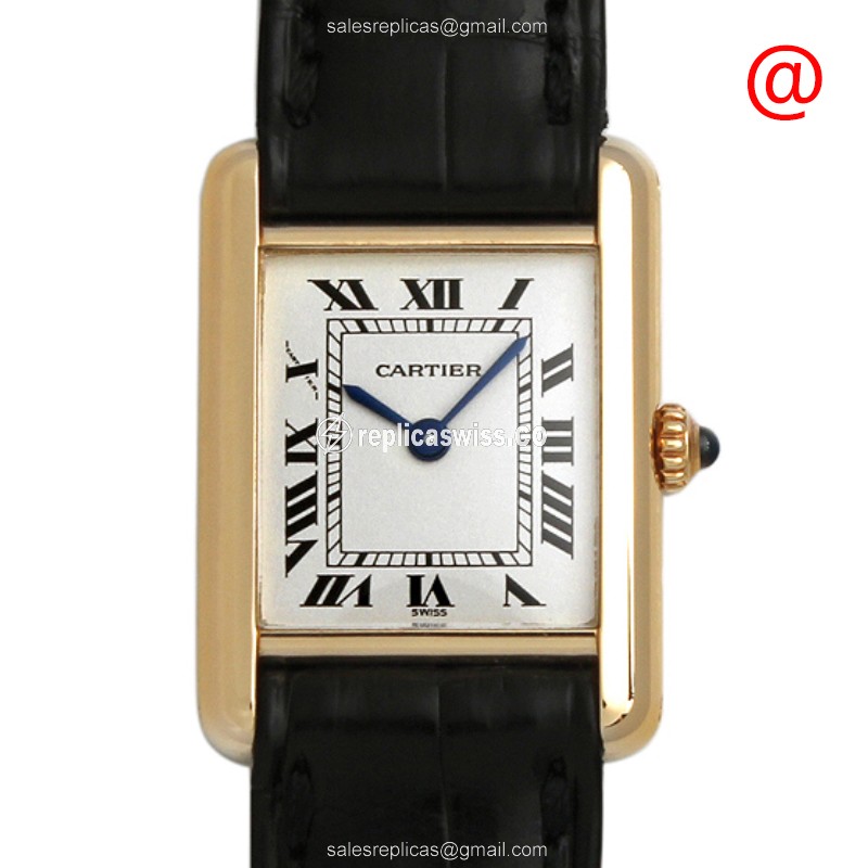 Cartier Santos Quartz 18kt Gold - White Dial - Leather Strap - Buckle Clasp - Luxury Replica SANTOS Watch