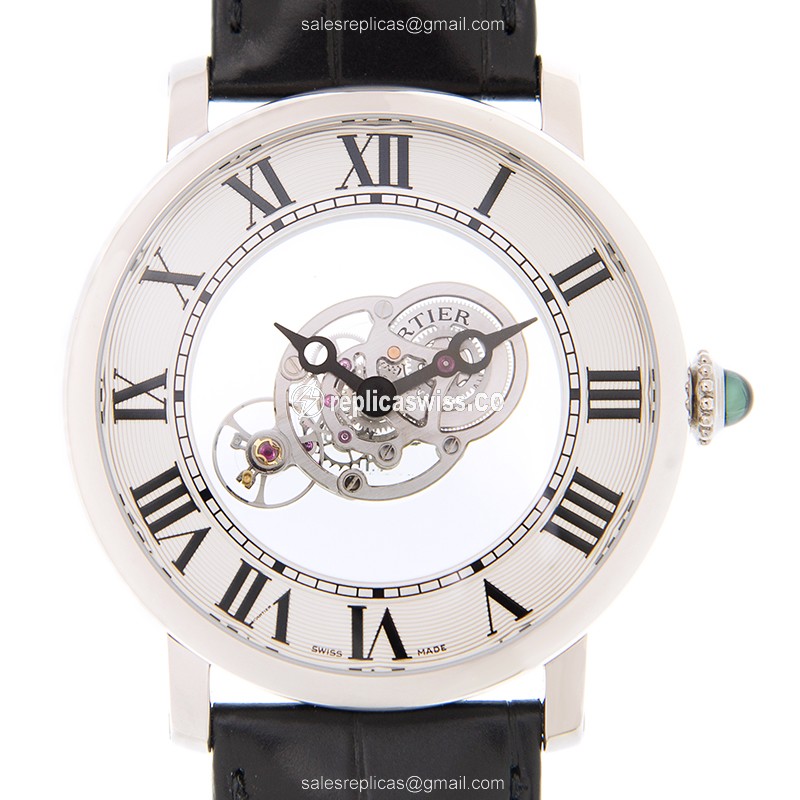 Cartier Rotonde De Cartier Replica - Manual - 950 Platinum - Silver Dial - Black Alligator Strap