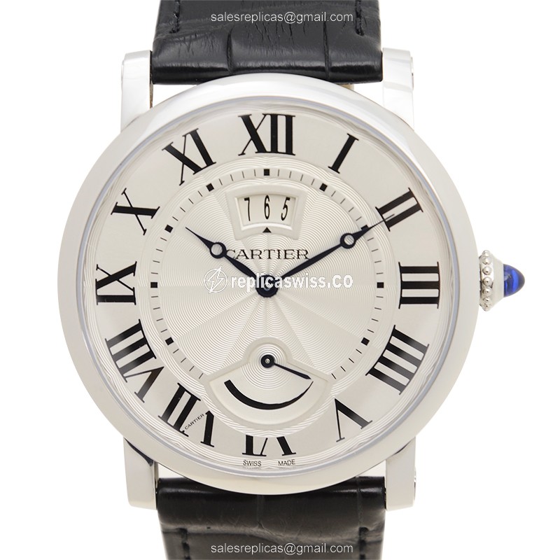 Cartier Rotonde W1556369 Manual - Silver Dial - Alligator Black - Stainless Steel Clasp - Luxury Replica ROTONDE DE CARTIER Watch