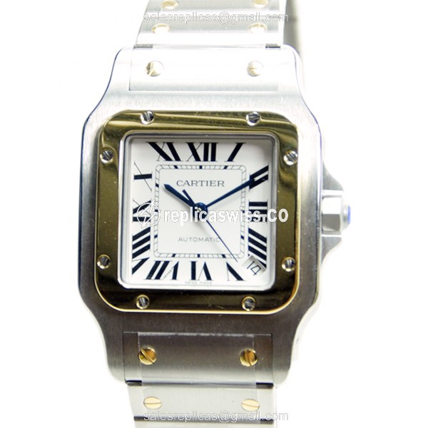 Cartier Santos Replica - Automatic - Stainless Steel - White Dial - Silver Clasp - Luxury Replica SANTOS Watch