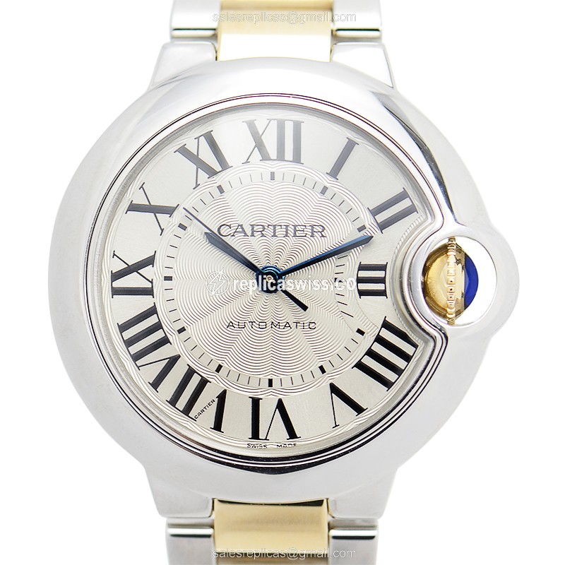 Cartier Ballon Bleu Replica - Automatic - Silver Dial - 18kt Gold Strap