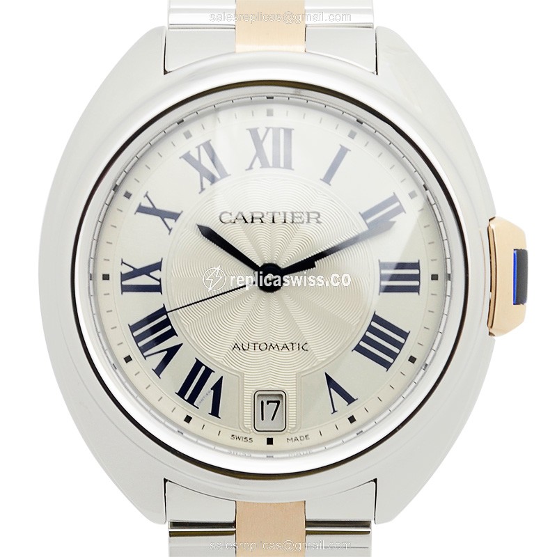 Cartier CLe DE CARTIER Replica - Automatic - Steel Case - Silver Dial on Silver Strap - Luxury Replica CLe DE CARTIER Watch