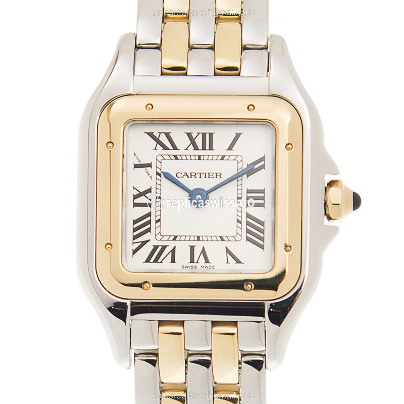 Cartier W2PN0006 PANTHeRE - Quartz - 18kt Gold & Steel - White Dial - Gold Clasp
