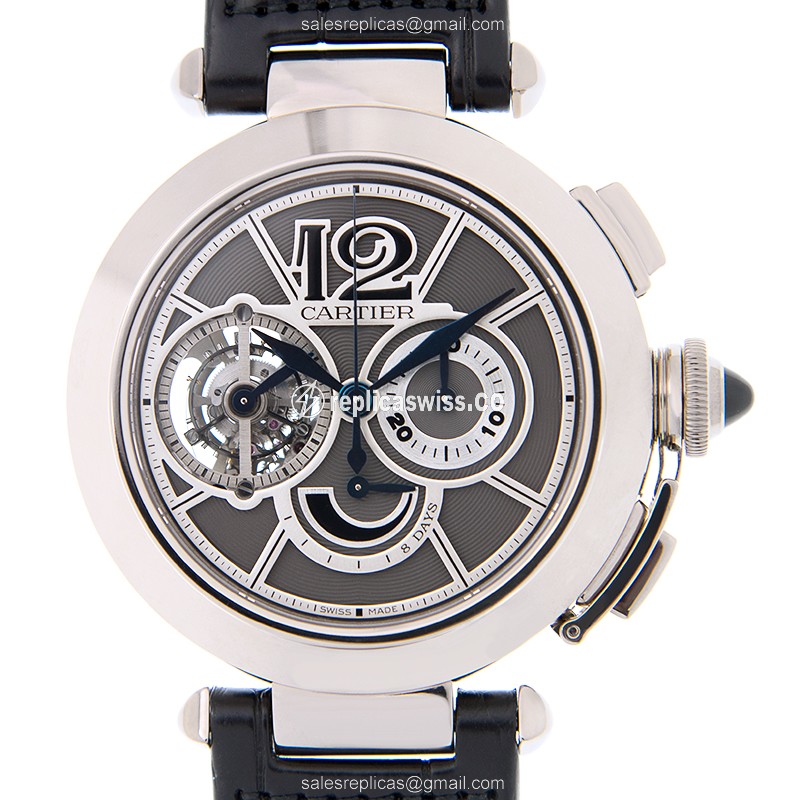 Cartier Pasha Manual Wind 18kt Gold - Gray Dial - Black Alligator Clasp