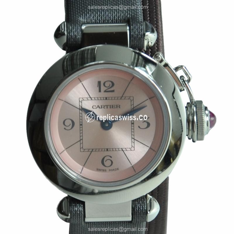 Cartier Pasha Replica - Quartz - Pink Dial - Steel Case & Band - Buckle Clasp - Luxury Replica PASHA DE CARTIER Watch