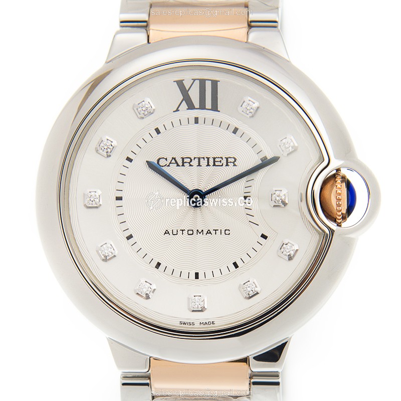 Cartier Ballon Bleu Replica - Automatic - Silver Dial - 18kt Gold Steel Strap