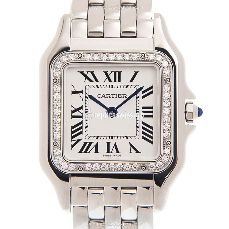 Cartier W4PN0008 PANTHeRE - Quartz - White Dial - Steel Case - Silver Clasp