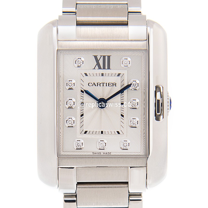 Cartier W4TA0003 Replica - Quartz - Stainless Steel Case - White Dial - Silver Strap - Luxury Replica TANK Watch