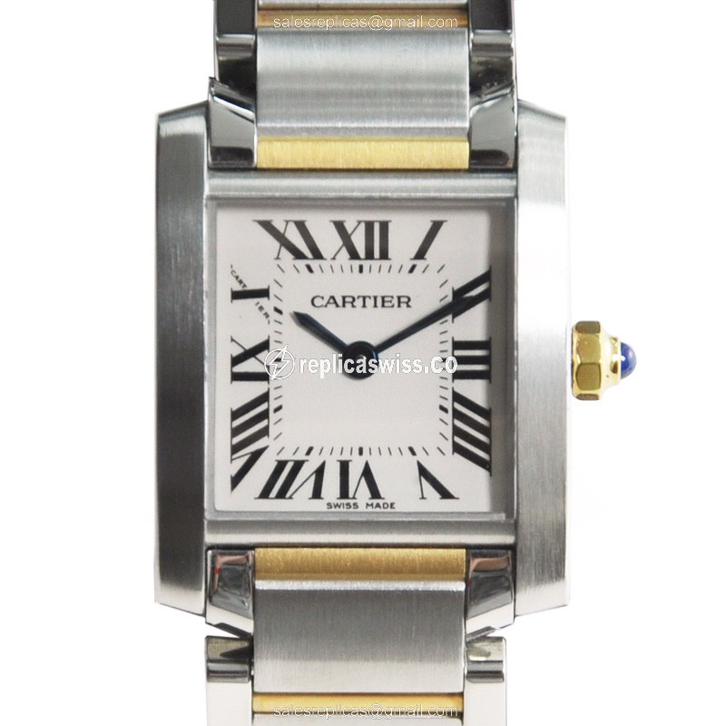 Cartier TANK W51007Q4 Quartz - Stainless Steel Case - White Dial - Silver strap - Luxury Replica TANK Watch