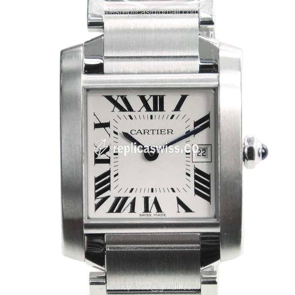 Cartier Tank Quartz Replica Watch - Steel - White Dial