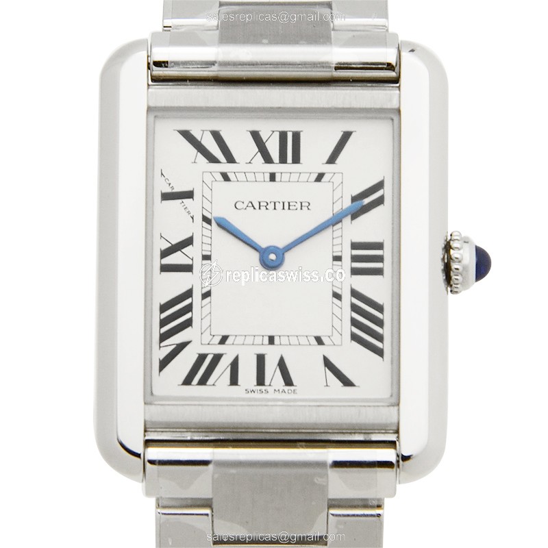Replica Cartier Tank - Quartz - White Dial - Steel Case - Silver Clasp - Luxury Replica TANK Watch