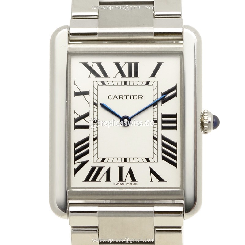Cartier TANK Quartz Steel White Dial - Silver Clasp - 25mm Case - Luxury Replica TANK Watch