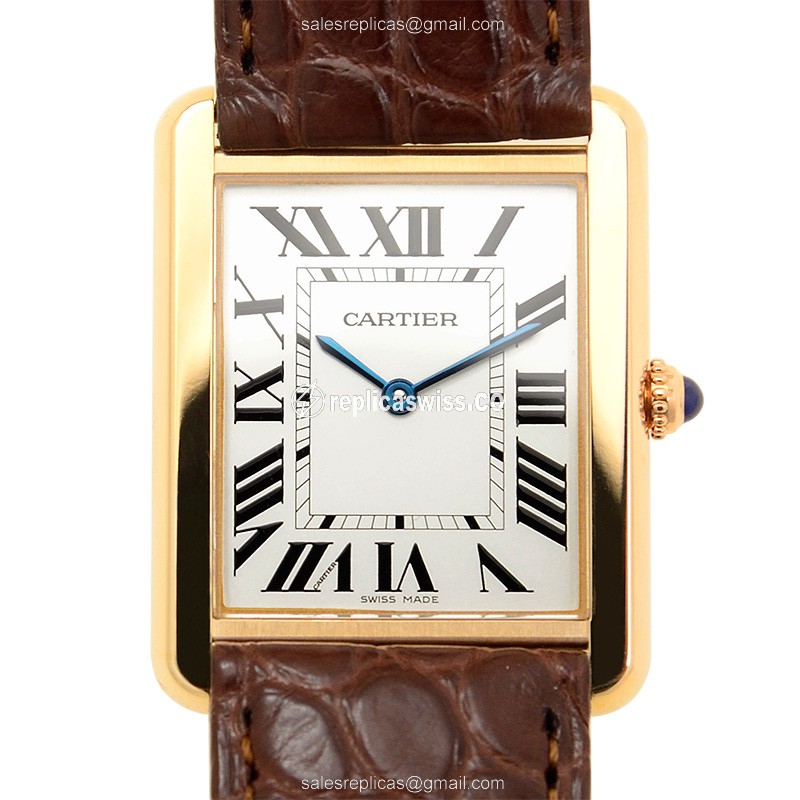 Cartier TANK Quartz 18kt Rose Gold & Steel - Automatic - White Dial - Alligator Brown Strap