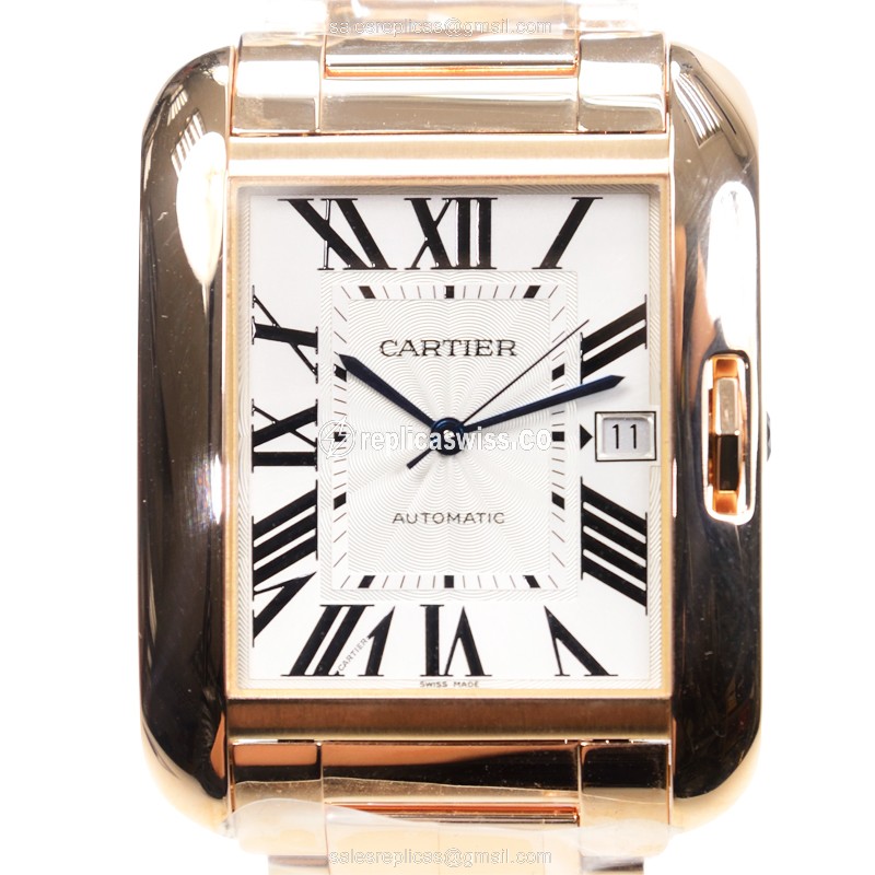 Cartier W5310002 Replica - Automatic - 18kt Rose Gold - White Dial - Gold Clasp