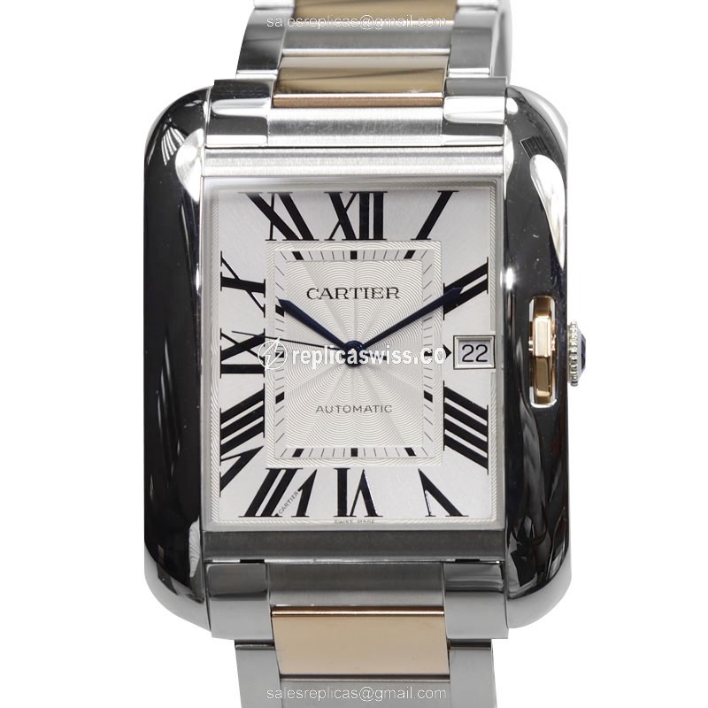 Cartier W5310006 Tank Automatic - Steel Case - White Dial - Silver Band - Luxury Replica TANK Watch