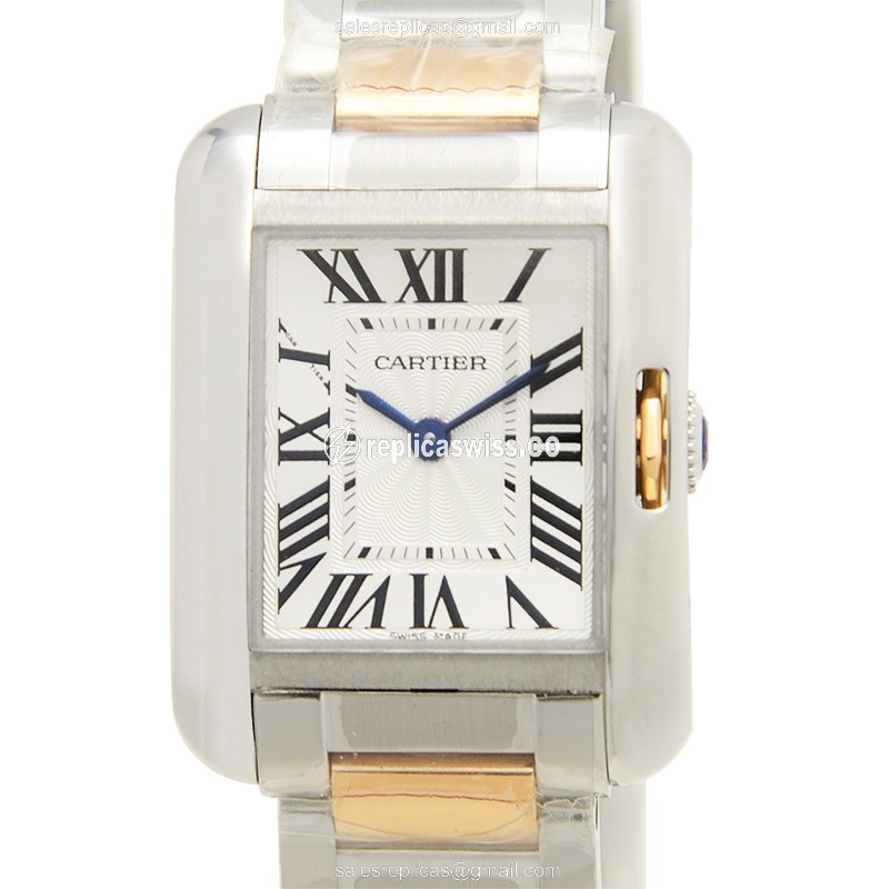 Replica Cartier Tank Automatic - Steel - White Dial - Silver - Luxury Replica TANK Watch