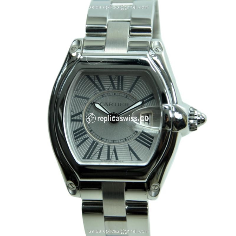 Cartier Roadster Replica - Quartz - Silver Steel Case - Silver Dial - Steel Band - Luxury Replica ROADSTER Watch