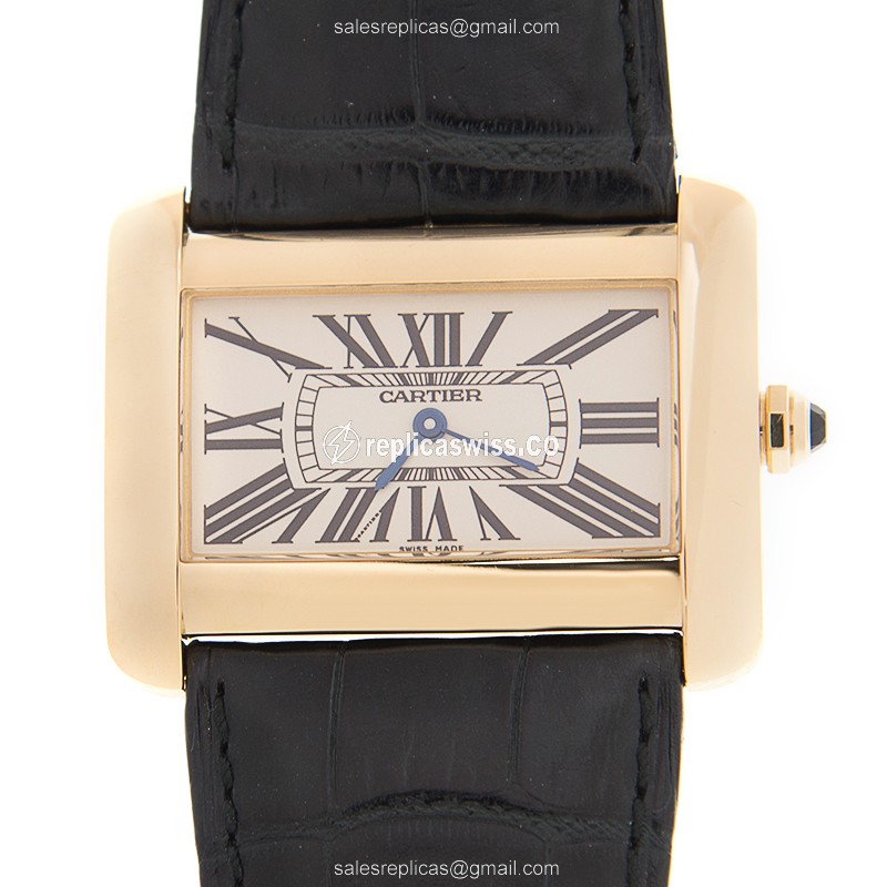 Cartier TANK Quartz 18kt Gold - White Dial - Black Alligator Buckle