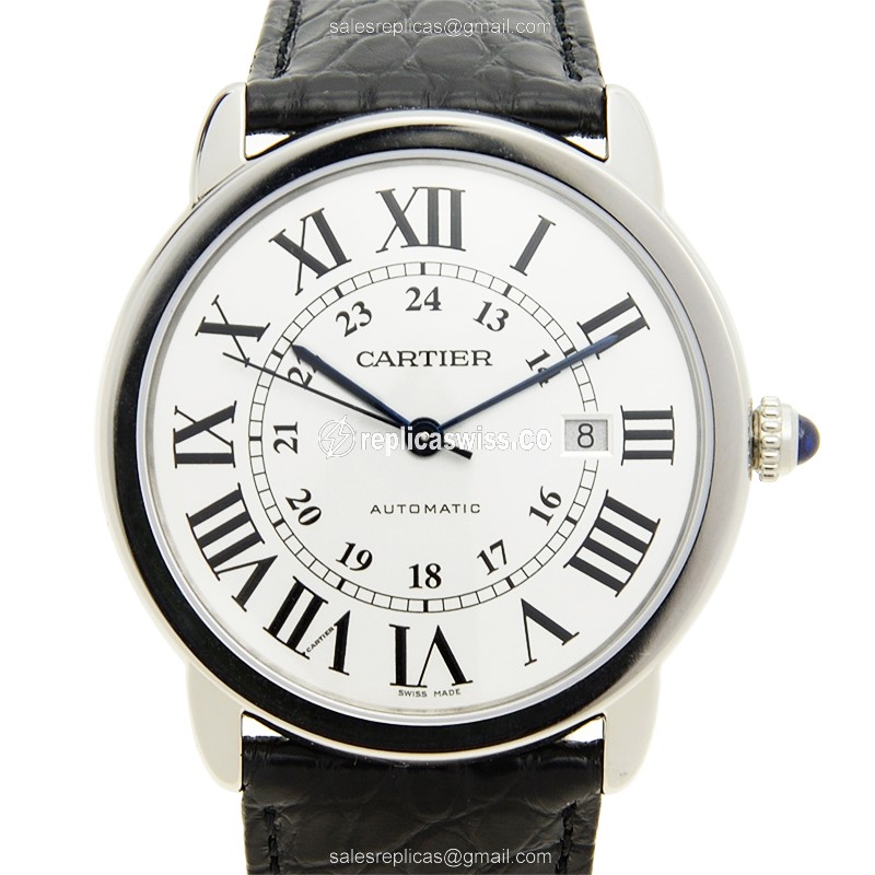 Cartier RONDE SOLO - Automatic - Stainless Steel - Silver Dial - Black Alligator Strap - Luxury Replica RONDE SOLO DE CARTIER Watch