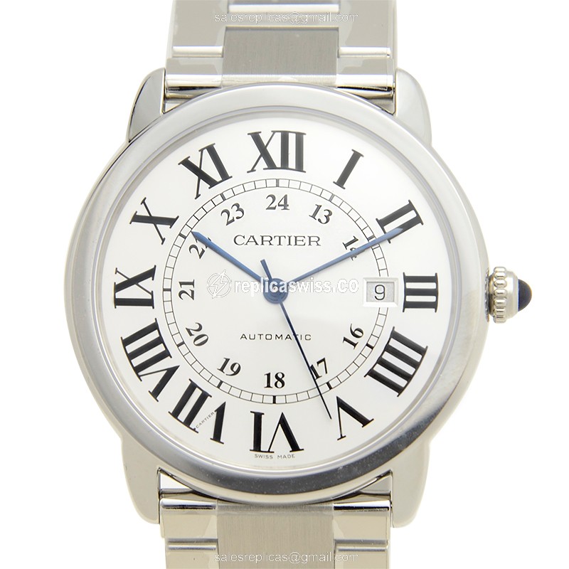 Cartier RONDE SOLO Automatic Steel White Dial Clasp Silver Strap - Luxury Replica RONDE SOLO DE CARTIER Watch