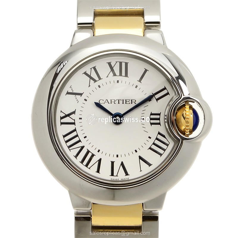 Cartier Ballon Bleu Quartz - White Dial - 18kt Steel - Silver Strap
