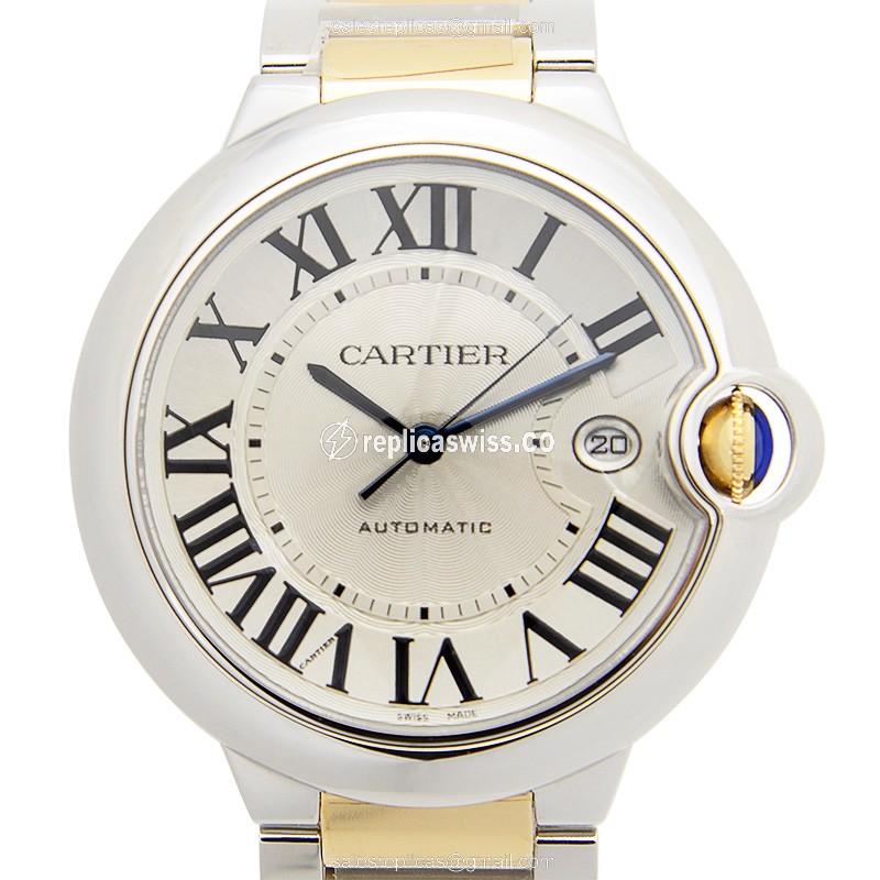 Cartier Ballon Bleu Replica - Automatic - Stainless Steel - Silver Dial - 18kt Silver Strap