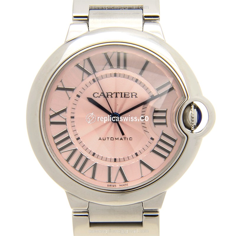 Cartier Ballon Bleu Replica - Automatic - Steel - Pink Dial - Luxury Replica BALLON BLEU Watch