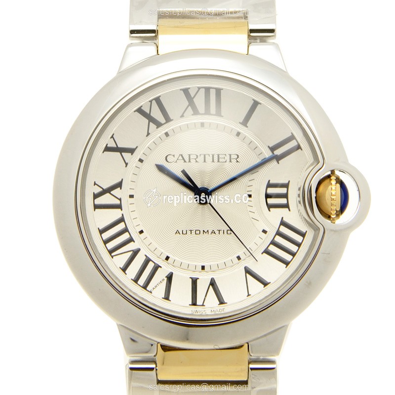 Cartier Ballon Bleu Replica - Automatic - Steel Case - White Dial - Silver Strap - 18kt Steel