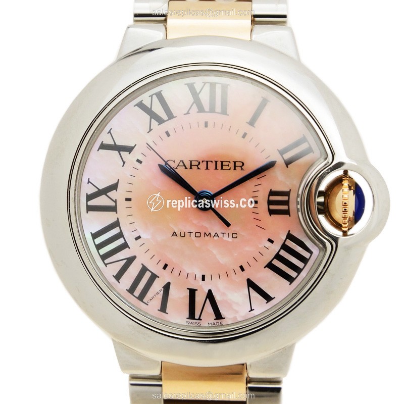 Cartier Ballon Bleu Replica - Automatic - Pink Dial - Steel Case - Silver Strap