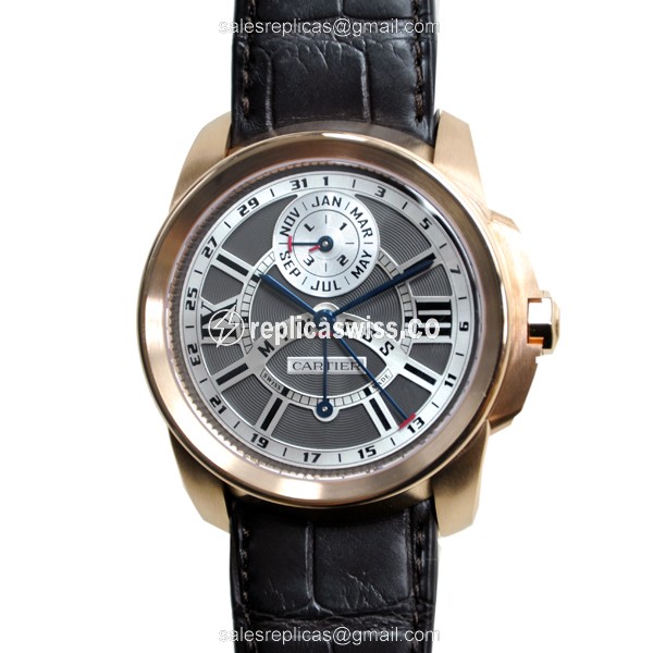 Cartier W7100029 Replica - Calibre De Cartier Auto - 18kt Rose Gold - Dark Grey Dial