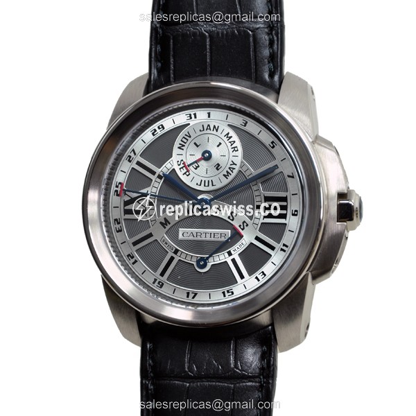Cartier W7100030 Replica - Automatic - 18kt Gold - Gray Dial - Alligator Black Strap