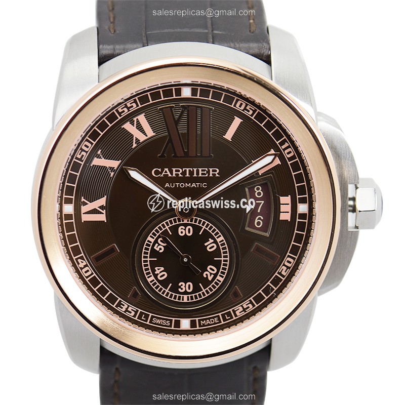 Cartier W7100051 Replica - Automatic - 18kt Rose Gold - Brown Dial - Alligator Brown Strap