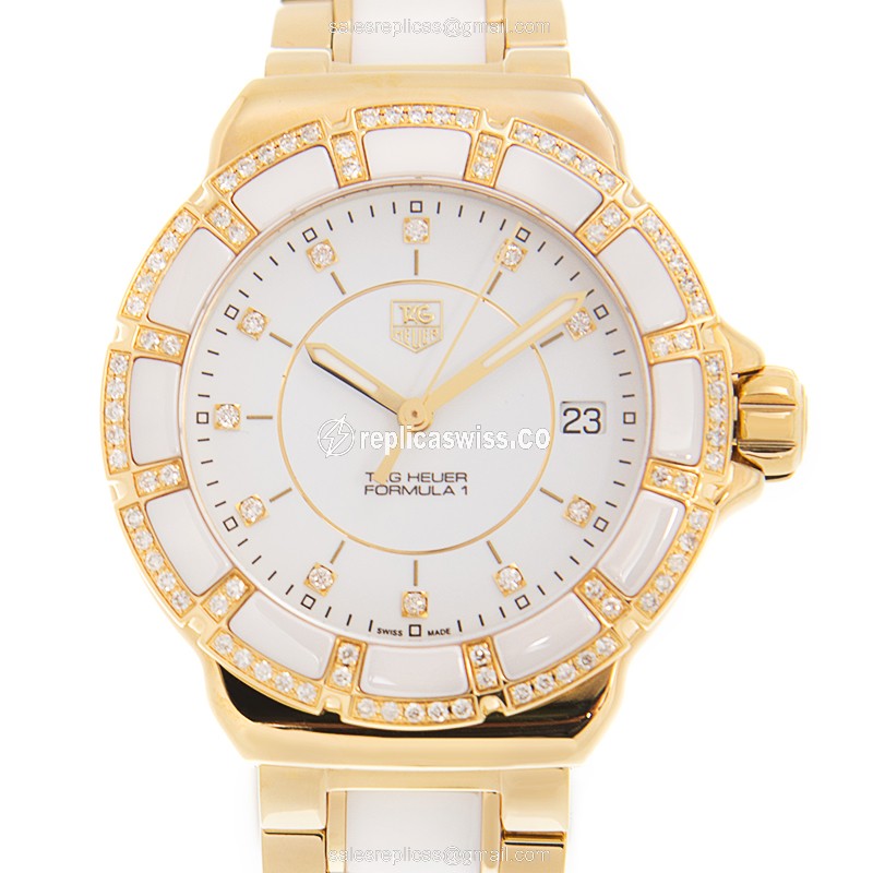 Tag Heuer F1 Quartz Ceramic - White Dial - Steel Case - White Strap - Luxury Replica F1 Watch