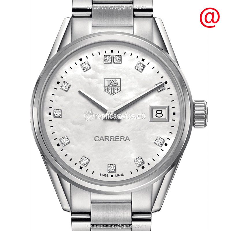 Tag Heuer Carrera Quartz Replica - White Dial - Steel Case - Silver Strap