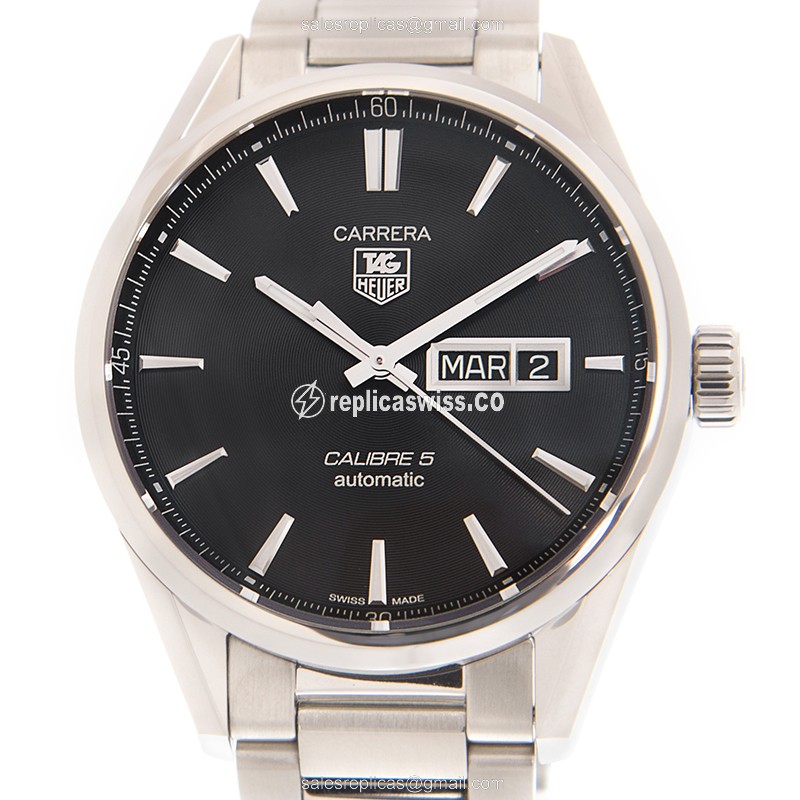 Tag Heuer Carrera Replica Watch - Auto - Steel - Black Dial