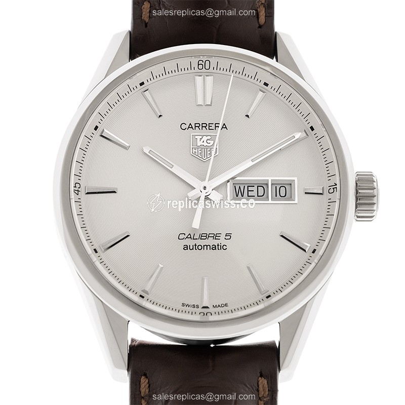 Tag Heuer CARRERA WAR201B.FC6291 - Automatic - Steel - Gray Dial - Brown Leather Strap