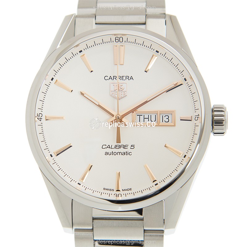 Tag Heuer Carrera Replica - Automatic - Stainless Steel - White Dial - Silver Clasp