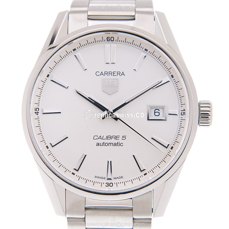 Tag Heuer Carrera Automatic - White Dial - Steel Case - Silver Band - Clasp