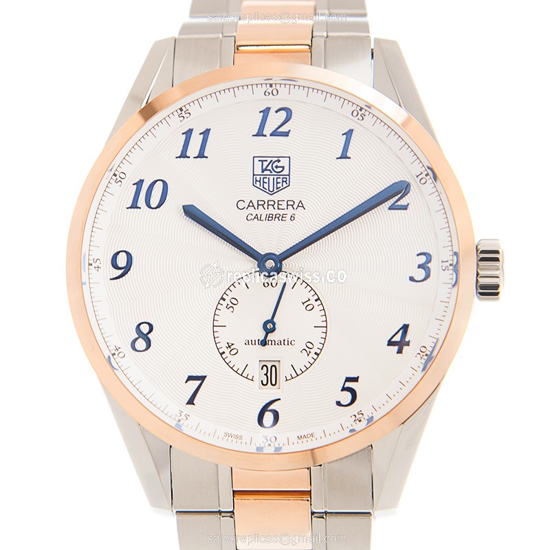 Tag Heuer Carrera WAS2153-BD0734 - Automatic - 18kt Rose Gold & Steel - White Dial